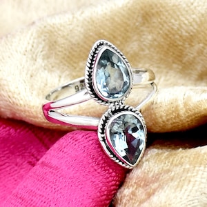 Blue Topaz Ring, 925 Sterling Silver Ring, Handmade Ring, Statement Ring, Anniversary Ring, Gift For Her, Silver Boho Ring, Handmade Jewelry