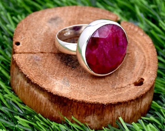 Anillo de rubí indio hecho a mano en plata de ley 925: joyería llamativa