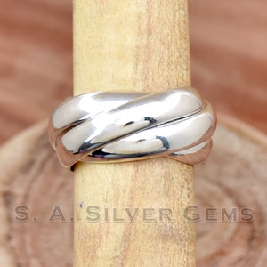 5 mm Four Band Ring, 925 Sterling Ring, Interlocked Ring, Handmade Silver Ring, Multi Band Ring, Four Rolling Ring, Handmade Jewelry