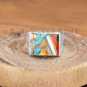 Oyster Copper Turquoise Ring, 925 Sterling Silver Ring, Men's Ring, Handmade Ring, Boho Ring, Handmade Jewelry Ring, Anniversary Gift Ring