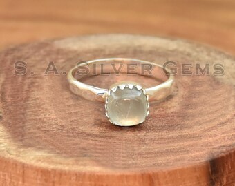 Handmade Aquamarine Ring: Natural Gemstone 925 Sterling Silver Jewelry