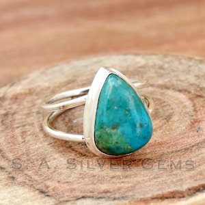 Malachite Chrysocolla 925 Sterling Silver Ring - Handmade Statement Jewelry