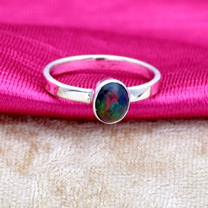 Ethiopian Opal Ring, 925 Sterling Silver Ring, Handmade Ring, Black Opal Ring, Women Rings hammered Ring, Promise Ring, Gift For Her