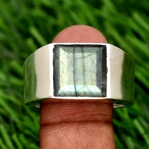 Labradorite Ring, 925 Sterling Silver Men's Ring, Handmade Ring, Gemstone Ring, Faceted Cut Ring, Boho Ring, Statement Ring, Gift For Her