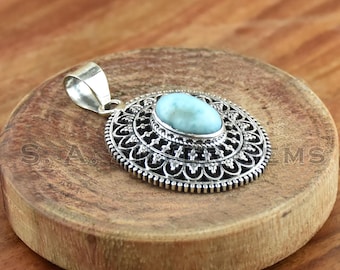 ラリマーペンダント：925スターリングシルバーフィリグリー、ドミニカ