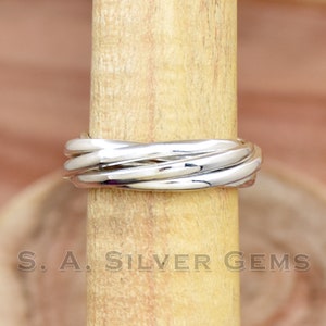2 mm Five Band Ring, 925 Sterling Ring, Interlocked Ring, Handmade Silver Ring, Multi Band Ring, Five Rolling Ring, Handmade Jewelry