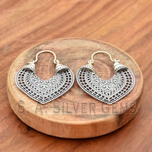 925 Sterling Silver Earring, Silver Hoops Earring, Handmade Earring, Silver Earrings, Gift For Her partywear earring, Hoop Earrings, Earring