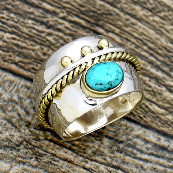 Wide band turquoise ring discount