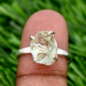 Raw Green Amethyst Ring, 925 Sterling Silver Ring Natural Raw Gemstone Ring, Statement Ring, Anniversary Ring, Adjustable Ring, Gift For Her