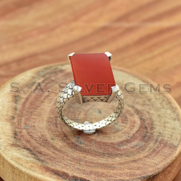 Carnelian Ring, 925 Sterling Silver Ring, Carnelian Gemstone Ring, Handmade Silver Ring, Wedding Ring, Statement Silver Ring, Jewelry Ring