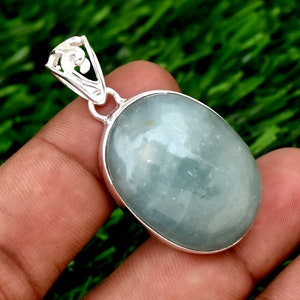 Natural Aquamarine Pendant, 925 Sterling Silver Pendant, Handmade Pendant, Statement Pendant, Oval Gemstone Pendant, Christmas Gift For Her