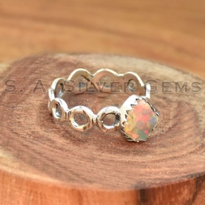 Raw Opal Ring, 925 Sterling Silver Ring, Handmade Ring, Ethiopian Opal Ring, October Birthstone Ring Rough stone ring, Anniversary Ring