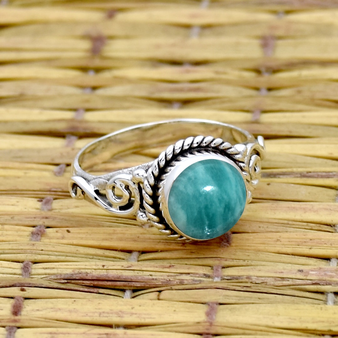 Dainty Amazonite Ring: Handmade 925 Sterling Silver Gemstone - Etsy