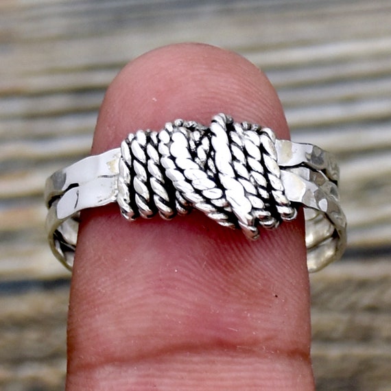 Hammered 925 Sterling Silver Three Band Ring: Twisted Wire Wrap - Etsy