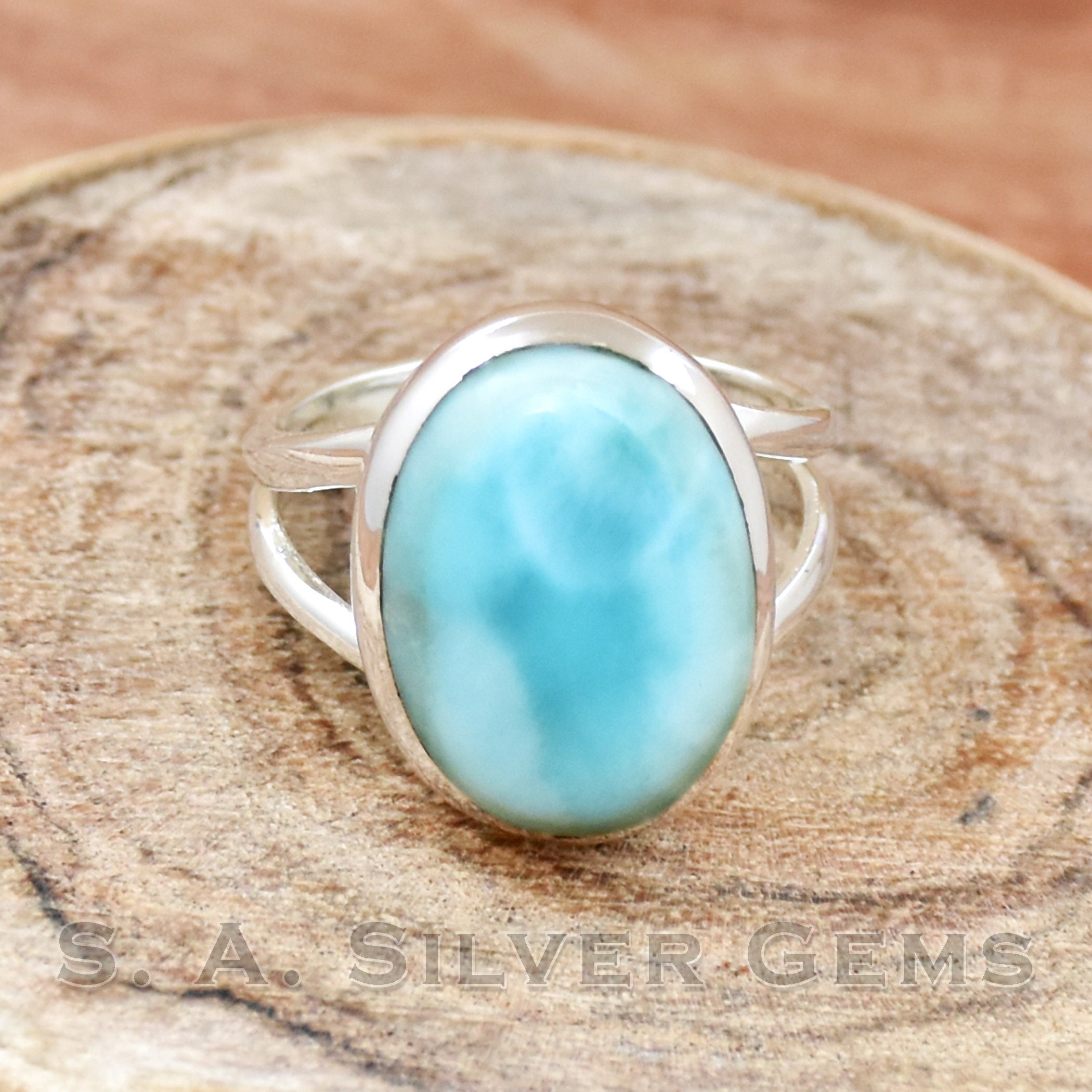 Larimar Ring, 925 Sterling Silver Ring, Larimar Silver Ring
