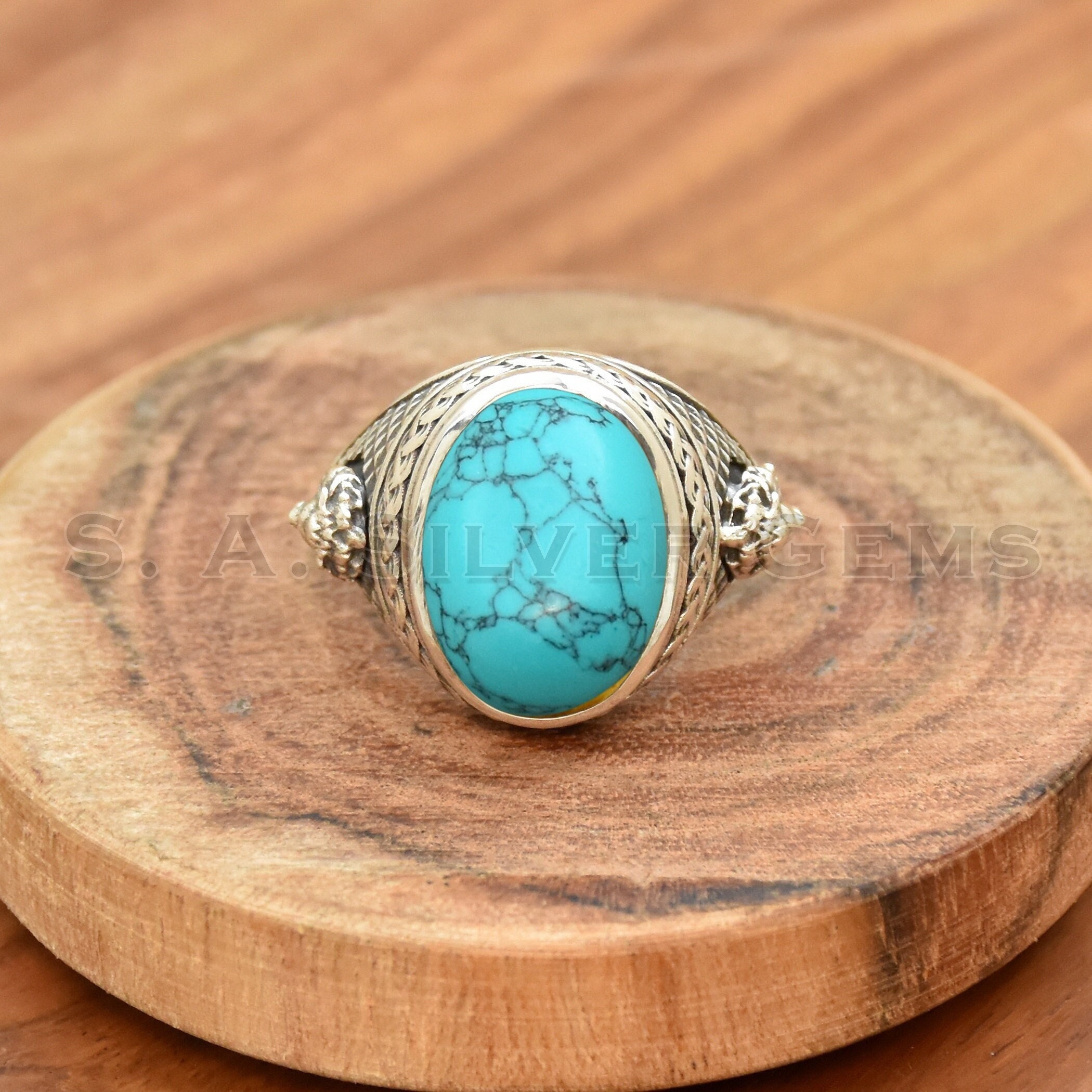 Handmade 925 Sterling Silver Turquoise Ring: Boho Statement