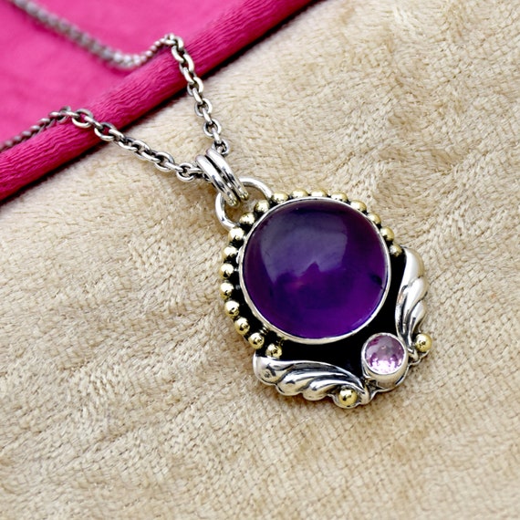 Amethyst CZ 925 Sterling Silver Necklace: Handmade Gemstone