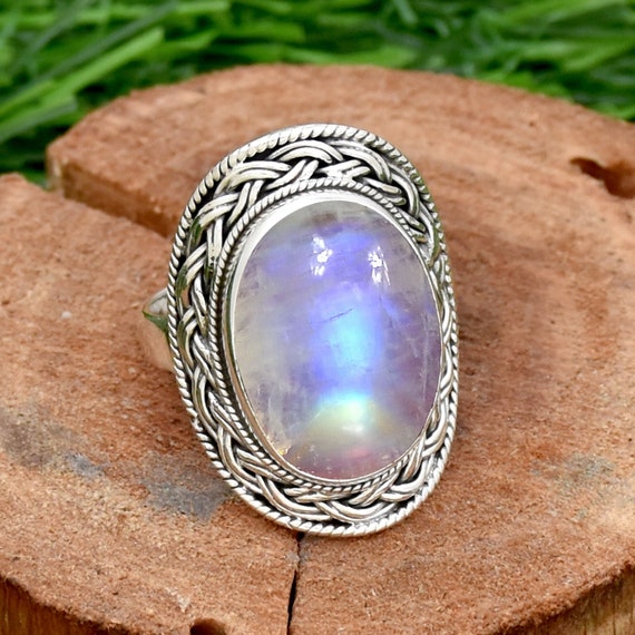 Size 8 Handmade Rainbow Moonstone Ring, Sterling Silver Rings for Women,  Witchy Ring, June Birthstone Ring Moonkist Designs - Etsy | Band rings for  her, Moonstone ring sterling silver, Wedding ring sets unique