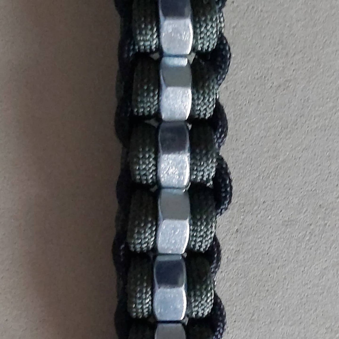 Green and Black Paracord bracelet with hex nuts Etsy