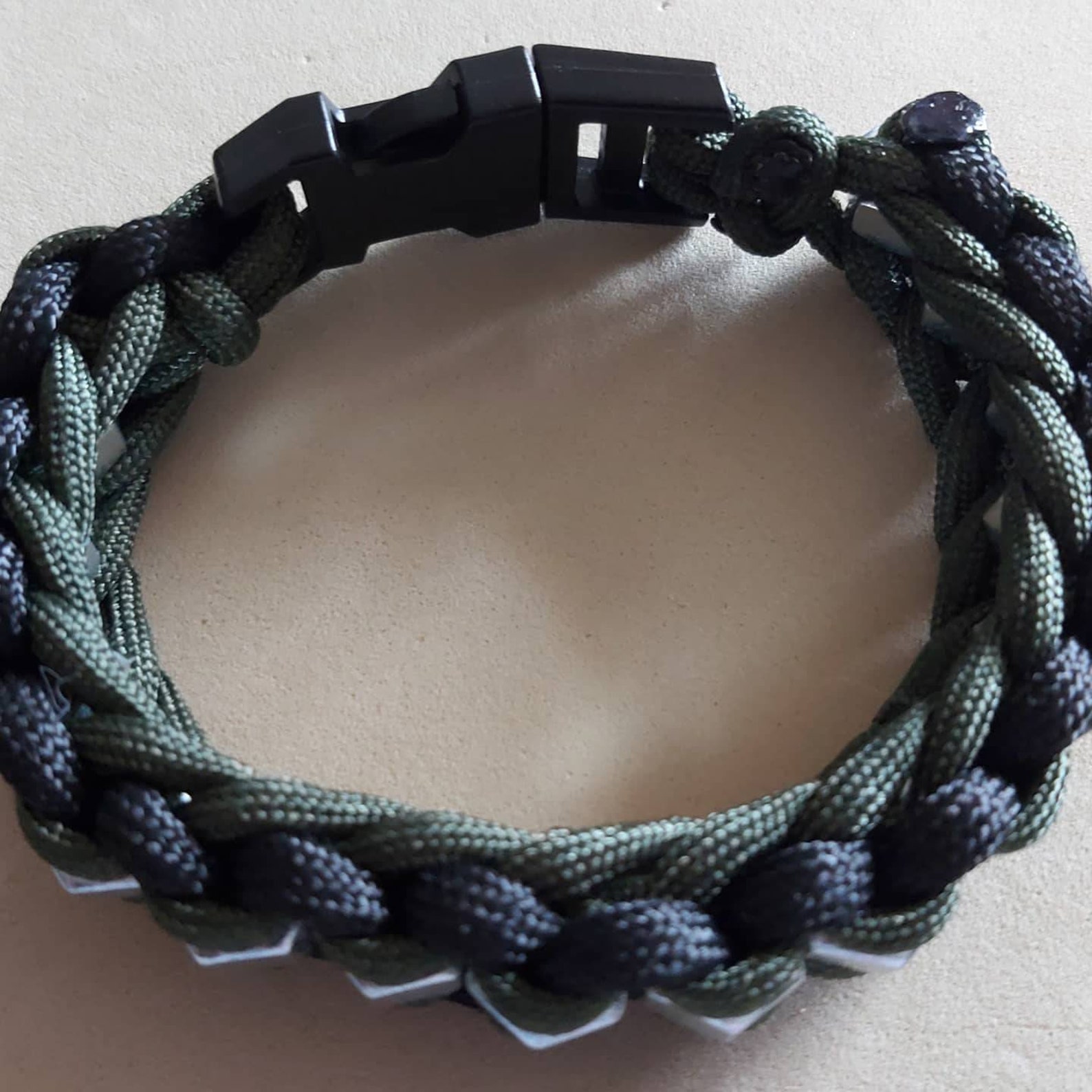 Green and Black Paracord bracelet with hex nuts Etsy