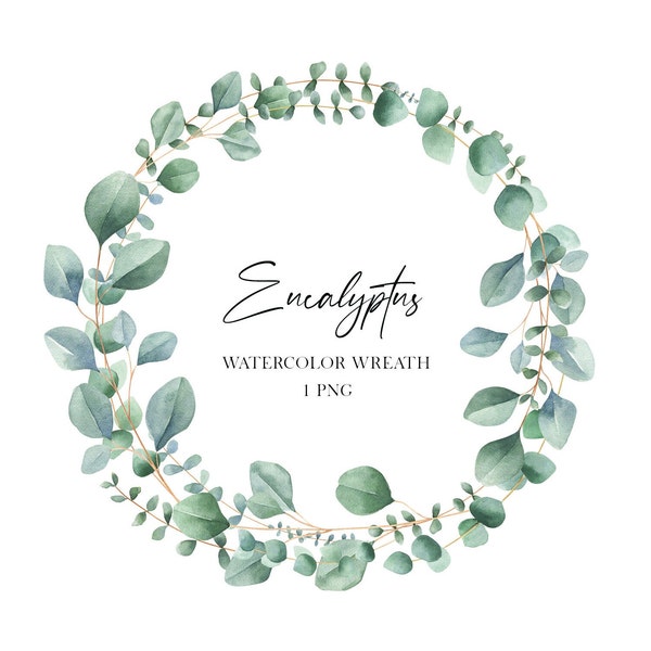 Watercolor eucalyptus wreath png, Wedding invitation eucalyptus frame, Watercolor greenery clipart,  Baby Blue Eucalyptus png