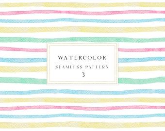 Watercolor stripes digital paper, Abstract watercolor seamless patten, Rainbow watercolor digital paper, Scrapbook Paper