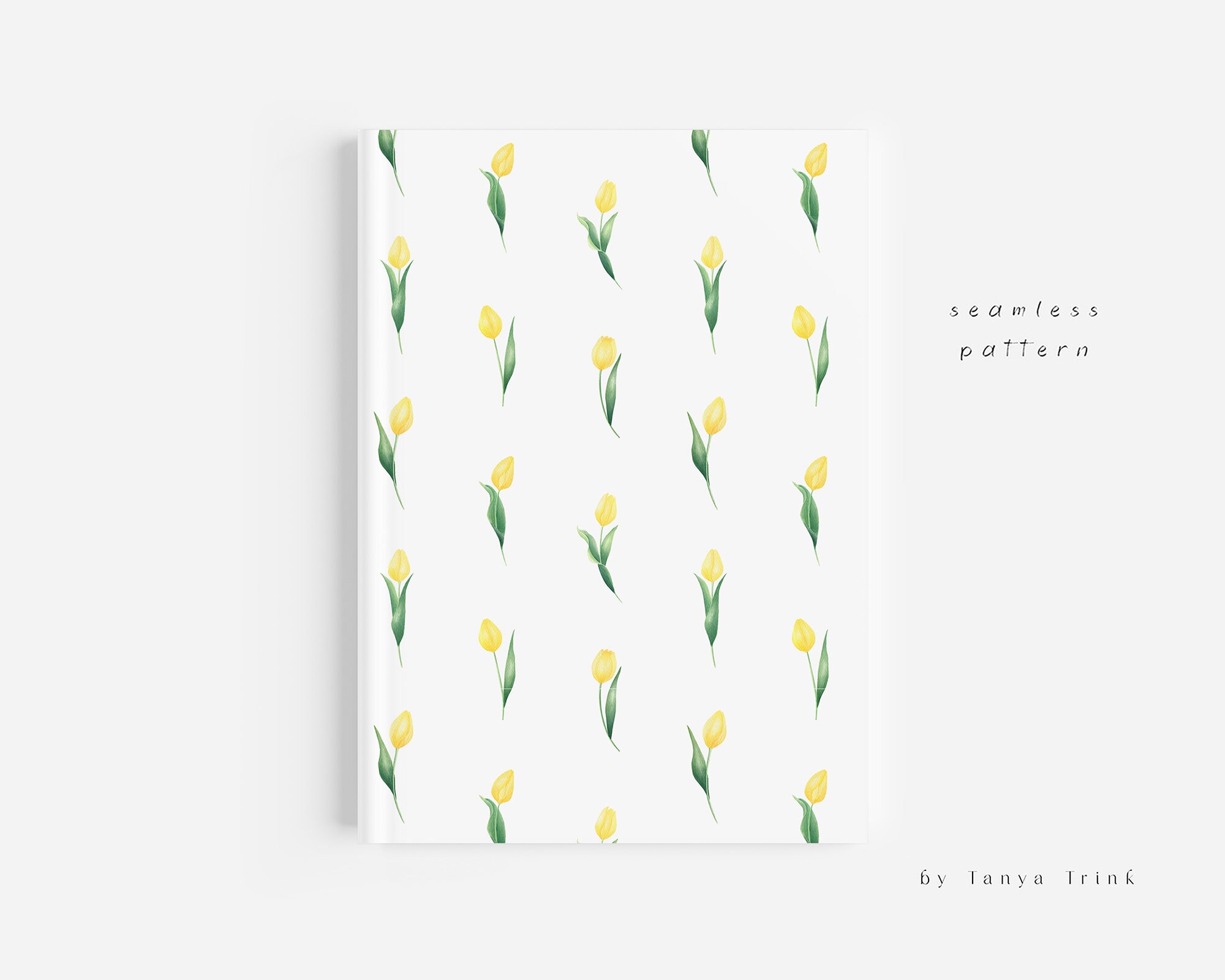 Spring Floral Digital Paper, Yellow Tulips Watercolor Digital Paper ...