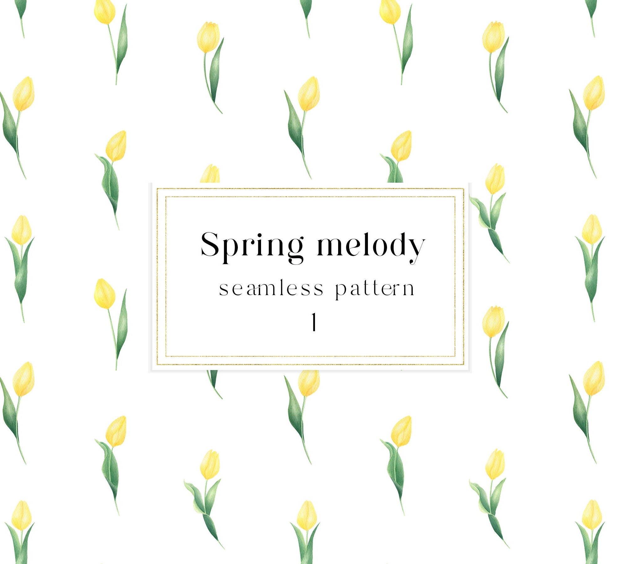 Spring Floral Digital Paper, Yellow Tulips Watercolor Digital Paper ...