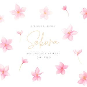 Watercolor sakura clipart,  Cherry blossom watercolor flowers clipart, Mother day floral clipart, Pink Watercolor Flowers wreath