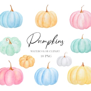 Kürbis Aquarell Clipart png, Pastell Dusty Blau Pink Orange Kürbis Clipart, Herbst Herbst Clipart