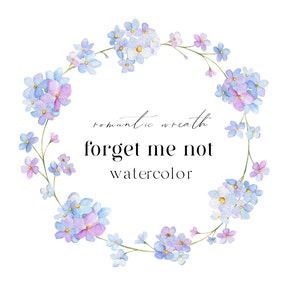 Oublie-moi pas couronne d’aquarelle, Quelque chose de bleu couronne florale, clipart de mariage de printemps png, couronne florale bleue clipart png