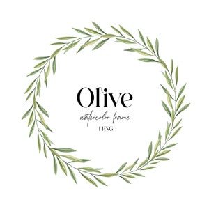 Aquarell Olivenzweig Kranz Clipart, Grün oliv Eukalyptus Blätter Hochzeit Einladung Rahmen png, Olivenkranz png, DIY Clipart