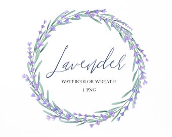 Lavender wreath png, Lavender watercolor floral clipart, Rustic wedding invitation clipart, Purple floral frame png