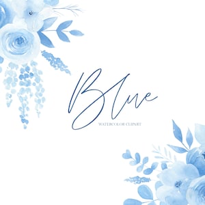 Clipart floral azul aquarela, clipart de rosas azuis claras, buquê floral aquarela png, convites de casamento azul empoeirado