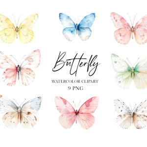 Frühling Schmetterling Aquarell Clipart, Schmetterlinge Frühling Clipart, Hochzeitseinladung Frühling, Insekten Clipart, Baby-Dusche Clipart