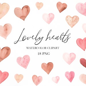 Aquarell Herzen Clipart, Valentinstag Boho Herzen png, Aquarell Herzen Hochzeit Clipart, Love Clipart