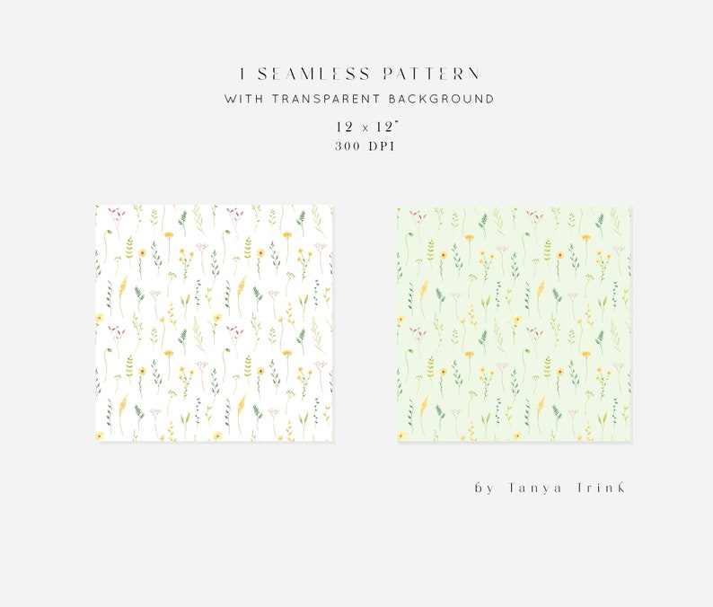 Watercolor Floral Digital Paper, Wildflowers Digital Paper, Summer ...