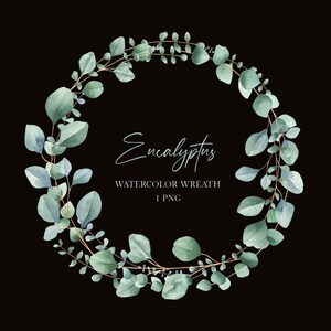 Watercolor Eucalyptus Wreath Png, Wedding Invitation Eucalyptus Frame ...
