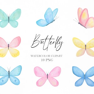 Schmetterling Aquarell Clipart, Schmetterlinge BabyParty Einladung, Insekten Clipart, Sommer Clipart