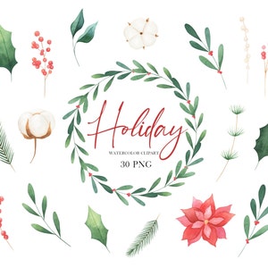 Christmas floral clipart, Winter Holiday Christmas card wreath frames png, Christmas greenery DIY clipart