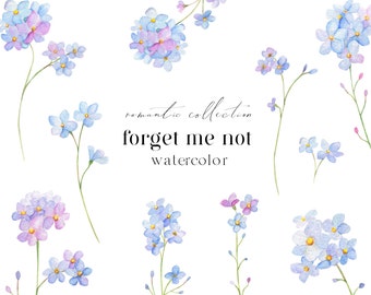 Forget me not watercolor clipart, Something blue floral clipart, Spring wedding clipart png, Blue floral wreath png