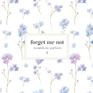 Spring digital paper, Forget me not blue watercolor digital paper, Summer floral seamless pattern, Scrapbooking digital paper jpg