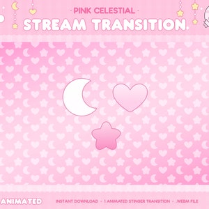 Pink Celestial Stinger Transition, Animated Overlay, Stream Overlay, Twitch Stinger Transition, Pink Theme, Kawaii, Cozy, Cute Aesthetic