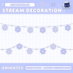 Animated Snowflake String Light Overlay, Twitch, Christmas, Cozy, Holiday Fairy Lights, Vtuber, Kawaii, Cute Aesthetic, Holiday Stream, Blue