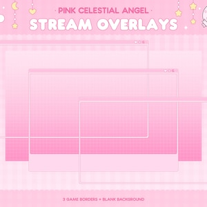 May include: Three pink and white game borders with a grid pattern. The borders are in a layered effect, with the largest border at the back and the smallest border in the front. The background is a light pink color with a subtle grid pattern.