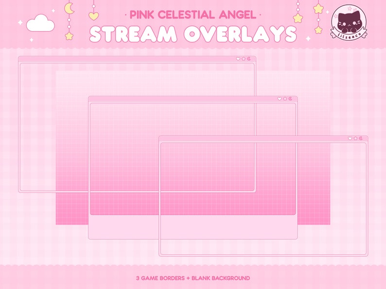May include: Three pink and white game borders with a grid pattern. The borders are in a layered effect, with the largest border at the back and the smallest border in the front. The background is a light pink color with a subtle grid pattern.