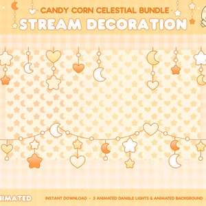 Animated Celestial String Light Overlay, Animated Twitch Overlay, Stream Pack, Halloween Theme, Vtuber, Kawaii, Spooky, Cute Aesthetic, Star