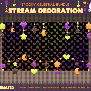 Animated Celestial String Light Overlay, Animated Twitch Overlay, Stream Pack, Halloween Theme, Vtuber, Kawaii, Spooky, Cute Aesthetic