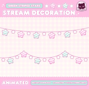 Animated Star String Light Overlay, Twitch, Pastel Theme, Cozy, Holiday Fairy Lights, Vtuber Asset, Kawaii, Cute Aesthetic, Christmas Stream