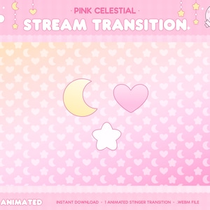 Pink Celestial Stinger Transition, Animated Overlay, Stream Overlay, Twitch Stinger Transition, Pink Theme, Kawaii, Cozy, Cute Aesthetic